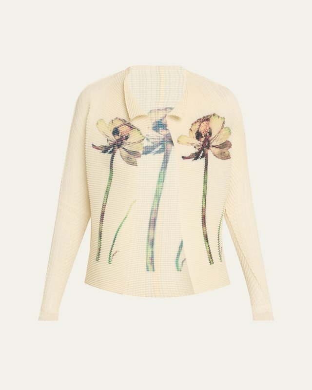 Pressed Flora Pleats Cardigan